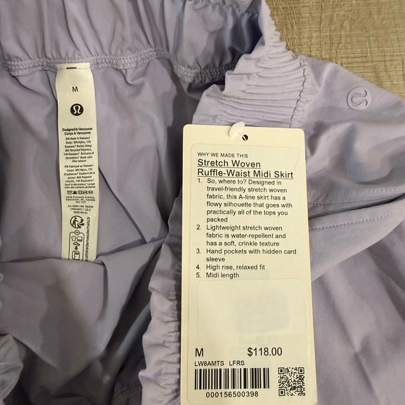 Lululemon Stretch Woven Ruffle Waist Midi Skirt - Lavender Frost - Medium - Picture 2 of 4